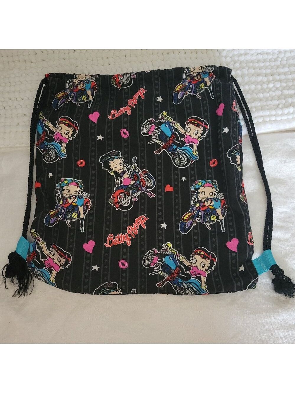Betty Boop Cinch Bag Mini Backpack drawstring Biker Playful Pop Culture colorful